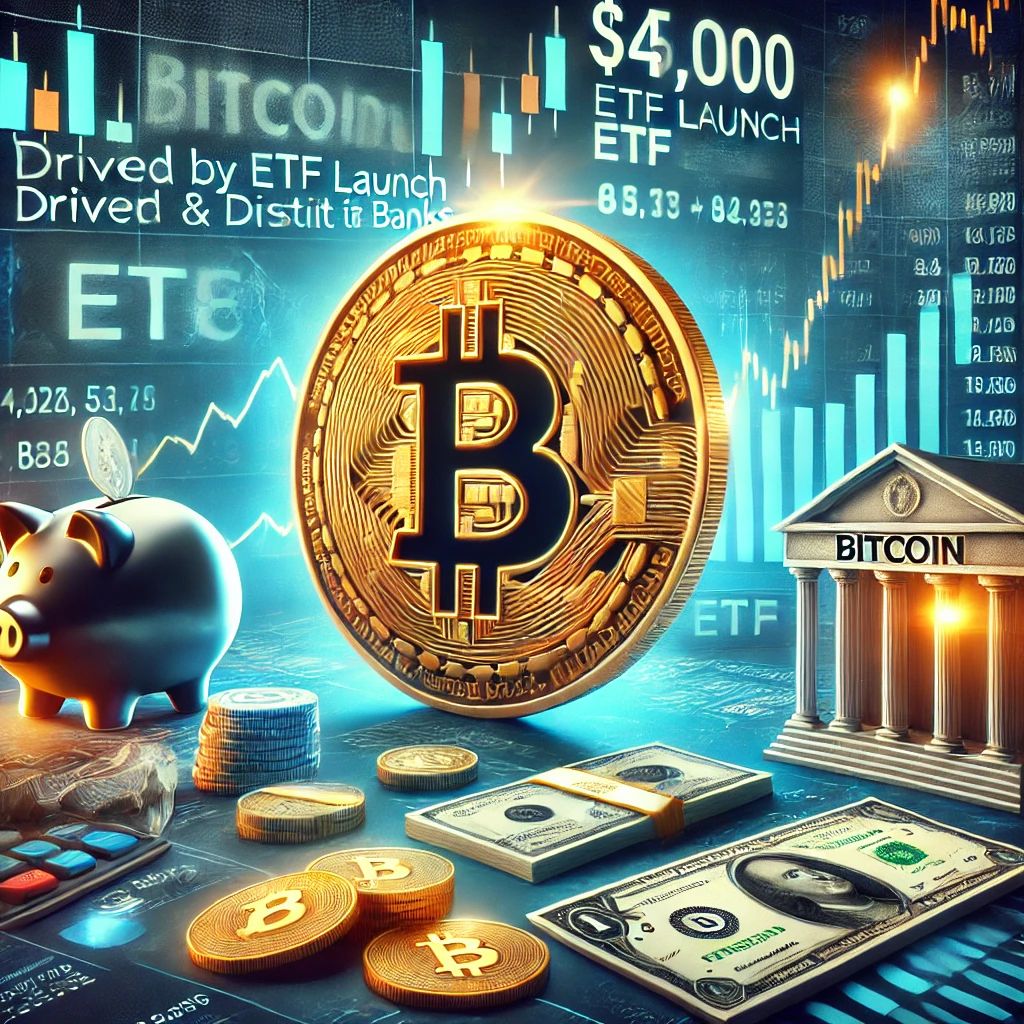 ビットコイン、45,000ドル突破！ETF取引開始と銀行不信が後押し