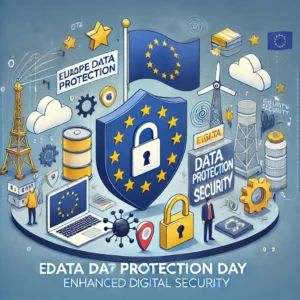DALLE 2024-06-20 045520 - An illustration promoting Europe Data Protection Day calling for enhanced digital security The scene includes symbols of data protection the Europe - innovaTopia