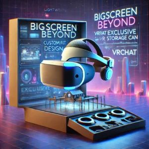 DALLE 2024-06-21 042448 - An illustration of the lightweight VR headset Bigscreen Beyond that is gaining attention The scene should feature the custom fit design and VRChat - innovaTopia