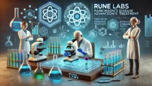 DALLE 2024-06-21 105707 - A medical research lab with Rune Labs logo scientists working on advanced Parkinsons disease treatment Test tubes microscopes and futuristic med - innovaTopia