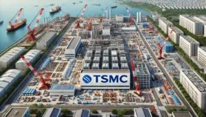DALLE 2024-06-21 105727 - A large construction site in Japan with TSMCs logo showing the building of a new semiconductor factory Workers cranes and high-tech equipment hig - innovaTopia
