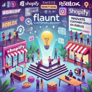 DALLE 2024-06-22 063543 - Illustration of Flaunt raising million to innovate customer loyalty on Roblox and Shopify Depicts a vibrant tech environment digital platforms - innovaTopia