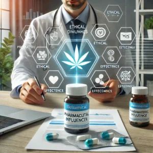 DALLE 2024-06-23 074726 - A pharmaceutical influencer promoting products on social media with elements of ethical dilemmas and effectiveness in the background The setting sho - innovaTopia