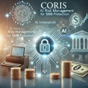 DALLE 2024-06-23 083758 - A fintech scene with digital security and AI elements symbolizing Coris innovation in AI risk management for SMB protection The background should i - innovaTopia