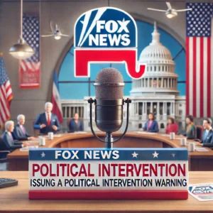 DALLE 2024-06-23 102844 - A news scene with a microphone and a political warning sign symbolizing Fox News issuing a political intervention warning The background should incl - innovaTopia