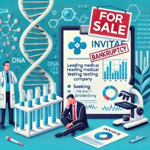DALLE 2024-06-25 080132 - Illustration depicting Invitae a leading medical genetic testing company filing for bankruptcy protection and seeking to sell its business A medica - innovaTopia