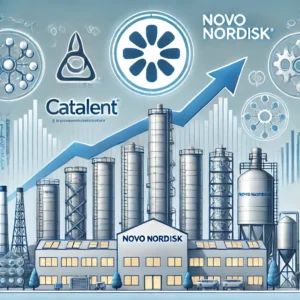 DALLE 2024-06-26 122025 - An illustration of Novo Nordisk expanding its manufacturing capacity with a major investment showing factory buildings with the Novo Nordisk and Cata - innovaTopia