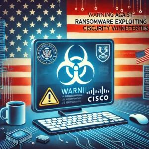 DALLE 2024-06-28 083731 - An illustration showing a warning alert on a computer screen with a background of the US flag and Cisco logo representing the US warning against rans - innovaTopia