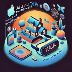 DALLE 2024-07-02 090110 - An illustration showing the AI and VR mental health innovation by Cedars-Sinai with the Xaia app on Apple Vision Pro symbolizing the advancement in - innovaTopia