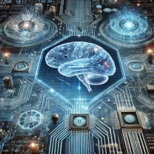 DALLE 2024-07-02 101507 - An advanced technological scene featuring neuromorphic computing with brain-like technology The image should depict futuristic elements and innovatio - innovaTopia
