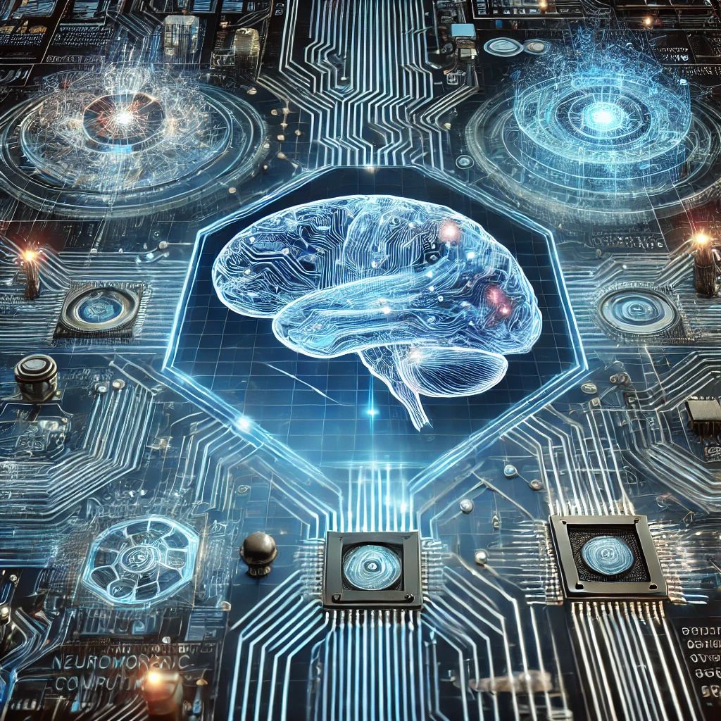 DALLE 2024-07-02 101507 - An advanced technological scene featuring neuromorphic computing with brain-like technology The image should depict futuristic elements and innovatio - innovaTopia