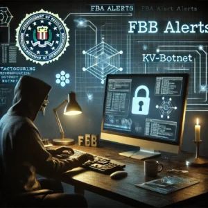 DALLE 2024-07-03 080206 - A dark scene with a computer displaying FBI alerts showing a cybercriminal reconfiguring a botnet The background features digital elements represent - innovaTopia