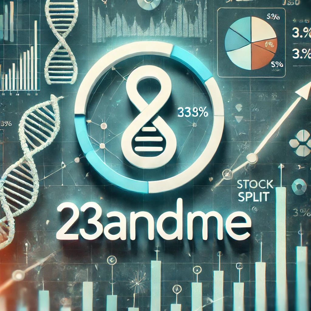 DALLE 2024-07-03 091714 - A financial illustration showing the 23andMe logo and stock symbols with a chart indicating a sharp decline The background features abstract financi - innovaTopia