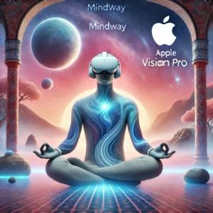 DALLE 2024-07-04 070941 - VR meditation app Mindway offers new experience on Apple Vision Pro The image shows a person meditating in a serene virtual environment with a VR h - innovaTopia