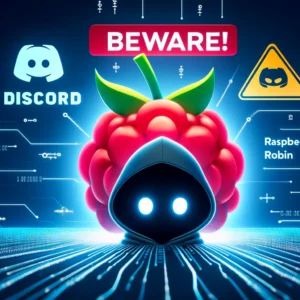 DALLE 2024-07-04 080636 - Beware Raspberry Robin malware evolves with new exploit and spreads via Discord The image shows a digital virus symbol Discord logo and a warning - innovaTopia