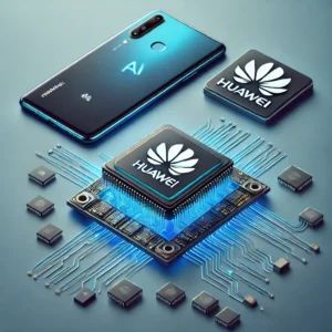 DALLE 2024-07-04 092600 - Huawei prioritizes AI chip production reducing production of best-selling phones The image shows AI chips a Huawei phone and the Huawei logo - innovaTopia