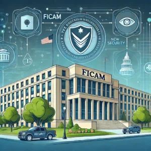 DALLE 2024-07-05 044651 - An illustration of a federal building with security elements and the FICAM logo representing the new steps towards enhancing security for federal age - innovaTopia