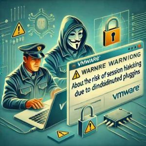DALLE 2024-07-07 044539 - Illustration of VMware warning about the risk of session hijacking due to discontinued plugins The image should depict elements of cybersecurity ses - innovaTopia