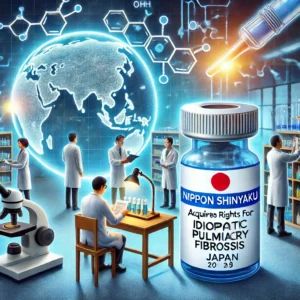 DALLE 2024-07-08 050713 - An illustration of Nippon Shinyaku acquiring rights to a new drug for idiopathic pulmonary fibrosis in Japan The scene shows a pharmaceutical lab wit - innovaTopia