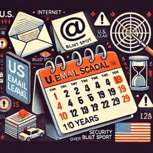DALLE 2024-07-10 082505 - Illustration showing the email leak scandal at US Internet revealing a security blind spot of over 10 years Include elements such as an email icon - innovaTopia