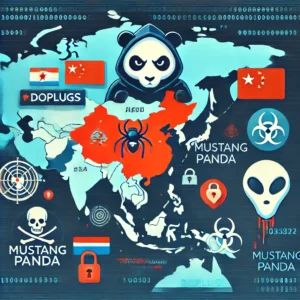 DALLE 2024-07-10 084501 - Illustration showing the threat of new malware DOPLUGS targeting Asian countries by the group Mustang Panda Include elements such as a map of Asi - innovaTopia