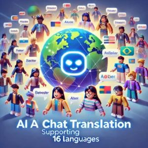 DALLE 2024-07-12 093007 - An illustration for Robloxs AI chat translation supporting 16 languages The image should show diverse users communicating seamlessly in different la - innovaTopia