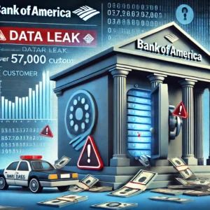 DALLE 2024-07-13 081006 - An illustration showing a bank with a breached vault and customer data scattered symbolizing a data leak affecting over 57000 customers The backgro - innovaTopia