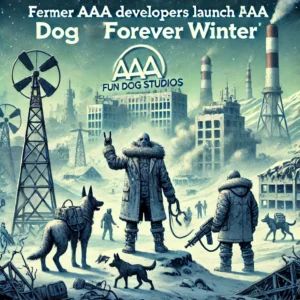 DALLE 2024-07-16 092149 - Former AAA developers launch Fun Dog Studios reveal innovative game Forever Winter An illustration of a snowy post-apocalyptic landscape with gam - innovaTopia