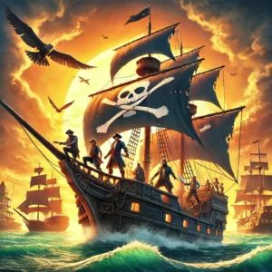 DALLE 2024-07-16 092152 - Singapore-based game Skull And Bones finally debuts after 10 years and 0 million in development An illustration of a pirate ship and crew on the - innovaTopia
