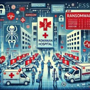 DALLE 2024-08-06 043511 - An illustration of a Romanian hospital in chaos due to a ransomware attack caused by a service provider accident Show hospital staff and patients in - innovaTopia