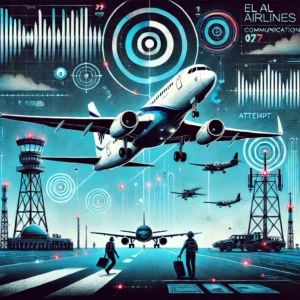 DALLE 2024-08-06 043527 - An illustration of El Al Airlines facing a communication hijacking attempt but landing safely Show a plane in mid-air with digital signals and interf - innovaTopia