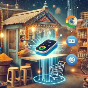 DALLE 2024-09-11 105037 - An image representing Googles innovation in payments with the launch of SoundPod for small shops in India The visual features a small Indian shop - innovaTopia