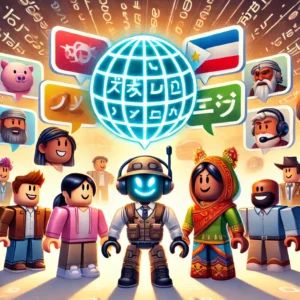 DALLE 2024-09-12 040113 - An illustration depicting Robloxs global chat translation feature The image showcases characters from different cultures communicating through speec - innovaTopia