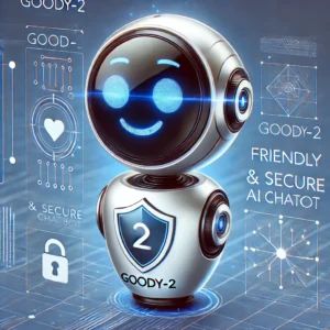 DALLE 2024-09-12 041537 - An illustration of a friendly and secure AI chatbot representing Goody-2 The image shows a sleek futuristic bot with a friendly face and elements o - innovaTopia