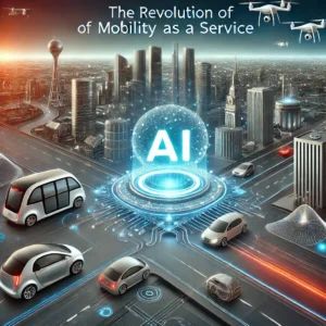 DALLE 2024-09-12 043712 - An illustration showcasing a city powered by AI with sleek autonomous vehicles and drones symbolizing the evolution of mobility services In the cent - innovaTopia