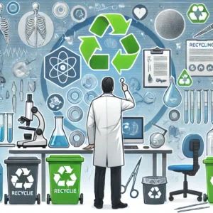 DALLE 2024-09-18 062047 - An illustration showing the challenges of recycling medical-grade plastics with researchers and scientists exploring solutions Depict a lab with med - innovaTopia