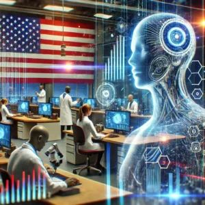 DALLE 2024-09-20 071004 - A professional and futuristic image representing the US governments effort to enhance AI safety featuring a research facility with scientists work - innovaTopia