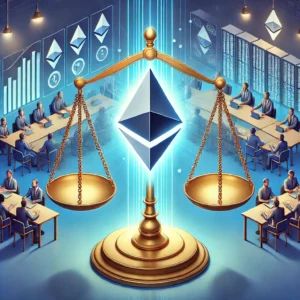 DALLE 2024-09-25 070214 - An editorial illustration for the headline_ Ethereum Governance_ Shaping the Future with On-Chain and Off-Chain Integration The image shows a futur - innovaTopia