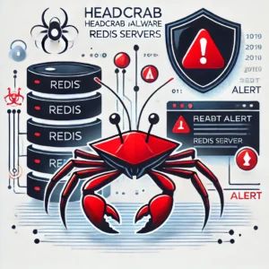 DALLE 2024-09-26 071239 - An illustration depicting a cybersecurity alert about HeadCrab malware targeting Redis servers Show a digital crab with a red alert symbol attacking - innovaTopia
