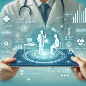 DALLE 2024-10-01 073305 - An illustration showing a futuristic digital healthcare interface symbolizing the future of digital marketing in healthcare The interface displays t - innovaTopia