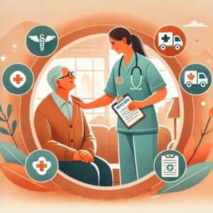 DALLE 2024-10-01 073315 - An illustration of a healthcare worker assisting an elderly person representing a new Medicare support program The scene is set in a cozy living roo - innovaTopia