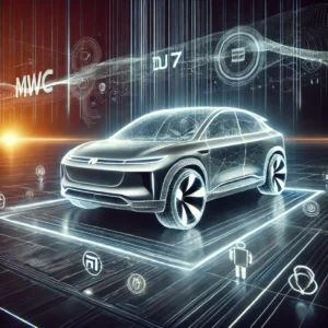 DALLE 2024-10-03 064011 - A sleek and modern image showcasing Xiaomis first electric vehicle the SU7 presented at MWC The image highlights the cars innovative design with - innovaTopia