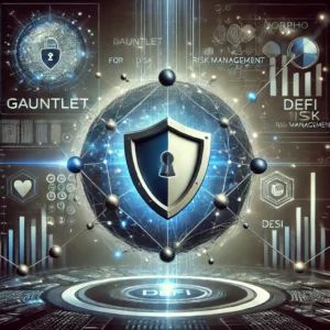 DALLE 2024-10-11 073037 - A digital illustration showing Gauntlets partnership with Morpho for DeFi risk management The scene features interconnected nodes representing both - innovaTopia