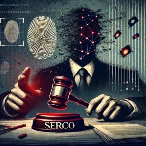 DALLE 2024-10-23 142102 - A dramatic illustration featuring a courtroom setting where a judge has slammed down a gavel symbolizing a decision to halt biometric surveillance A - innovaTopia
