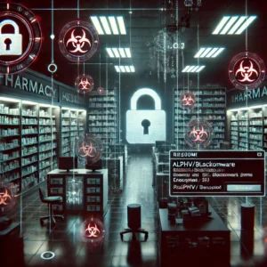 DALLE 2024-10-23 142105 - A dark high-tech illustration showing the impact of a cyberattack on a US pharmacy by the ALPHV_BlackCat ransomware group The pharmacy is depicted - innovaTopia