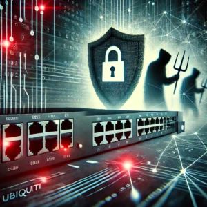 DALLE 2024-10-23 142116 - An abstract illustration of network security being compromised with a focus on Ubiquiti equipment The image shows digital signals and lines being in - innovaTopia