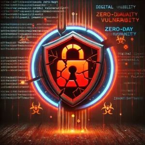 DALLE 2024-10-31 000503 - A digital vulnerability warning with a broken shield symbol and code fragments representing the newly discovered zero-day vulnerability in Ivanti sof - innovaTopia
