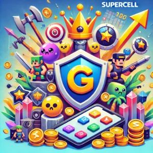 DALLE 2025-01-22 100514 - An illustration highlighting Supercells efforts to strengthen its position in the gaming industry despite declining revenues The image features icon - innovaTopia