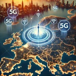 DALLE 2025-01-23 124027 - A professional and analytical illustration for a news article titled London Falls to Last Place in Europe for 5G Network Quality_ MedUX Report The - innovaTopia