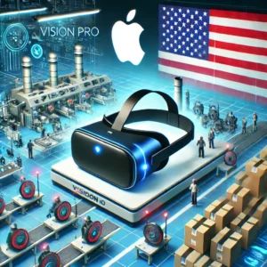 DALLE 2025-01-24 123733 - An illustration of Apples Vision Pro production expansion in the USA highlighting a high-tech manufacturing facility with Vision Pro units being ass - innovaTopia